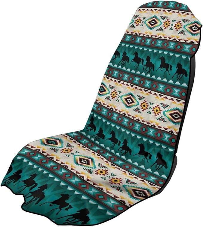 SEANATIVE Car Seat Cover Car Towel - Washable Sweat Protector for Workout, Sports Towel Cushion Cover, Women Men Dogs' Universal Seat Covers for Cars Trucks SUV, Aztec Tribal Horse Print by SEANATIVE