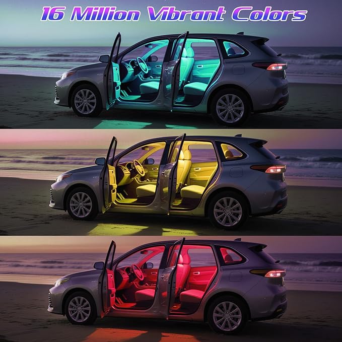 Winzwon Car Interior Lights, LED Lights for Halloween Car Accessories | Christmas White Elephant Gifts for Him Men Women Teen Boys, APP Control with USB Port Color Change Lights for Truck Decor - Image 3