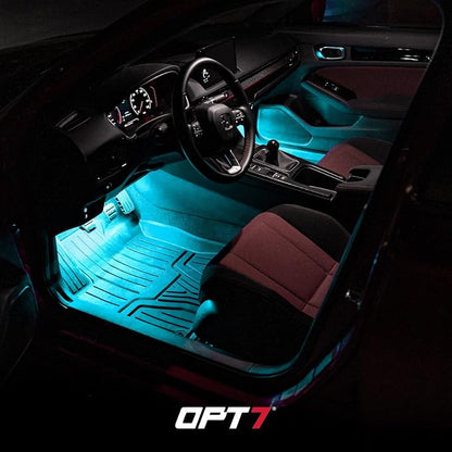 OPT7 Aura Pro Multicolor Interior Car Lights with App & Remote, 4PC LED Kit | Interior Ambient Glow, Music Sync Lighting, 12V Car Charger, RGB LED Light Strips, SUV Under Dash Decor - Image 9