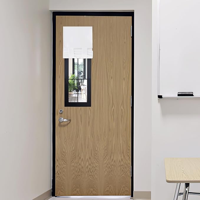 RYB HOME Classroom Door Window Cover Lockdown Shades Blackout, No Drill | Privacy Sidelight Glass Door School Office Blinds, Room Darkening Blocks Views, Portable Curtains, W12 x L30, Pure White by RYBHOME