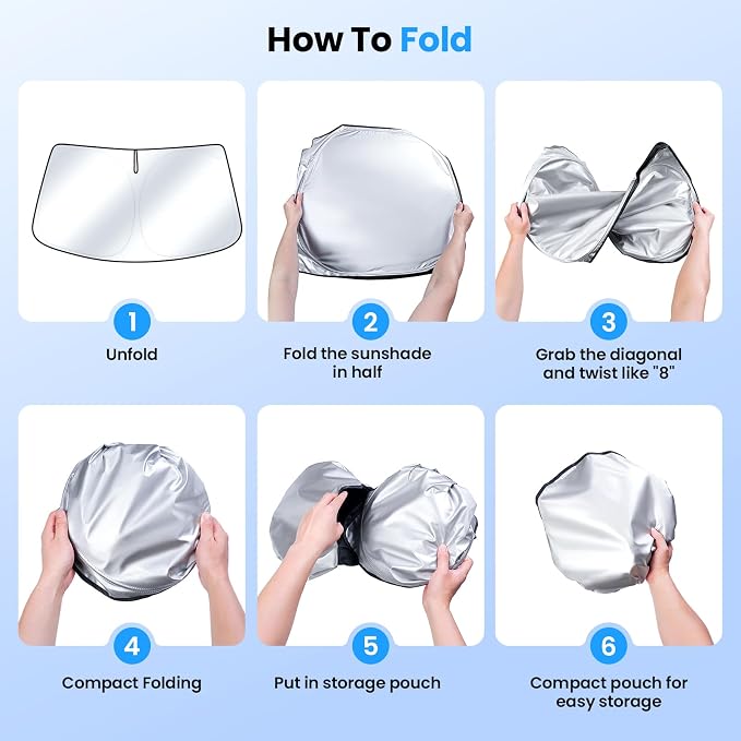 Canvcle Windshield Sun Shade for 2021-2025 2026 Ford Mustang Mach-E Accessories Upgraded Double-Layer Front Window Sunshade Cover Sun Visor Protector Foldable Block UV Rays Keep Vehicle Cool - Image 7