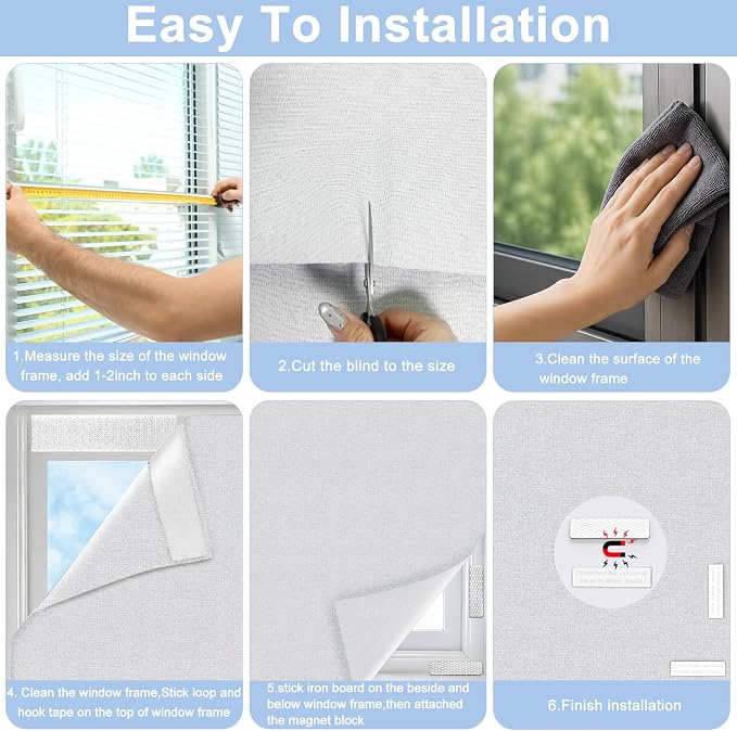 Linen 100% Blackout Curtain, Magnetic Window Cover, 59 x 118 in | Portable and Removable for Travel, No-Drill Magnetic and Hook-and-Loop Mounting, Cut to Fit Bedroom, Nursery, and RV Windows - Image 8
