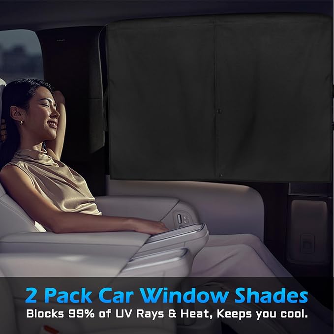 Car Window Shades, 2 Packs Magnetic car Sun Shade for Baby, Double Layers Magnetic Design for Full Covers/Half Shade Options, Window Curtains for Heat/UV Protection Sun Block Covers - Image 8