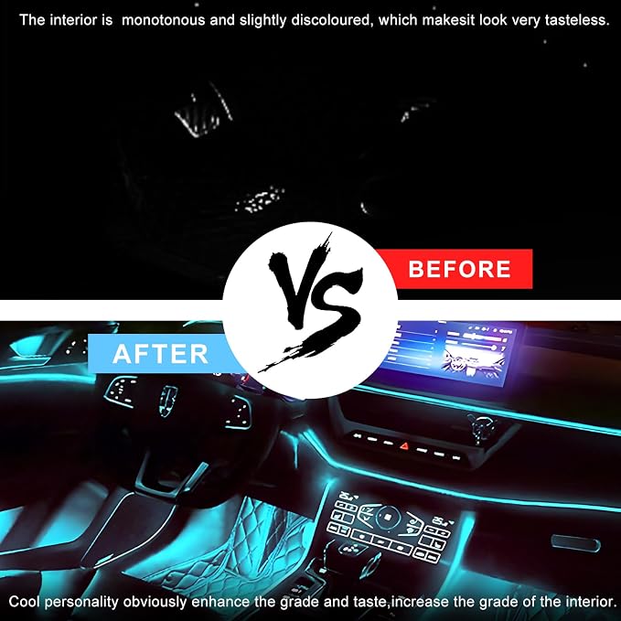 Interior Car LED Strip Lights with APP Control, 3 in 1 RGB Ambient Lighting Kit with 197 inches Fiber Optic, 16 Million Colors Music Sync LED Vehicle Cigarette Lighter Neon Strip - Image 5