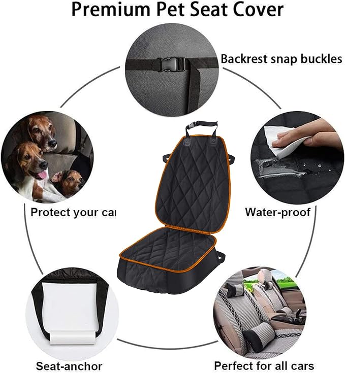 AsFrost Dog Car Seat Cover for Cars SUVs Trucks, Thicked 600D Oxford Heavy Duty Waterproof Front Car Seat Covers for Dogs Durable Nonslip Padded Pet Car Seat Protector with Side Flaps, 2 Pack | Thicked 600D Oxford,Heavy Duty, Waterproof,Durable, Nonsli... - Image 8