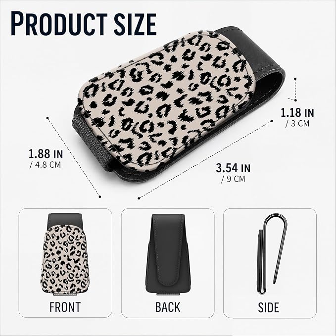 Leather Magnetic Sunglass Holder for Car Sun Visor, Cute Eyeglass Ticket Card Hanger Clip, Universal Auto Interior Accessories for SUV Pickup Truck, White Leopard - Image 3