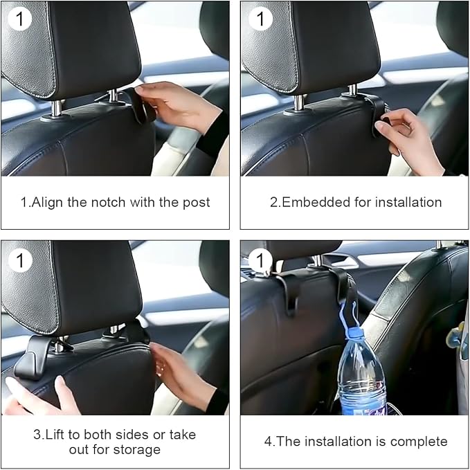 Moly Magnolia Bling Car Seat Headrest Hooks, 4PCS Handcrafted Rhinestones Seat Hanger Organizer for Handbag Purse Scarf, Universal for Cars, Auto Interior Accessories for Women Men (Multicolor) - Image 4