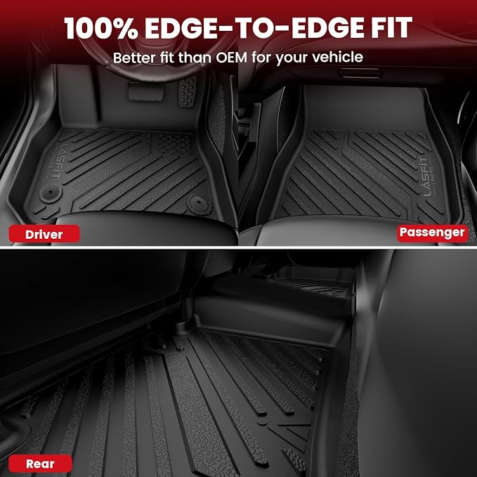 LASFIT Floor Mats for Honda Accord 2012 2011 2010 2009 2008 (Only Sedan) | All Weather Custom Fit Anti-Slip TPE Floor Liners Accessories, 1st & 2nd Row, Black (Not for Coupe) - Image 3