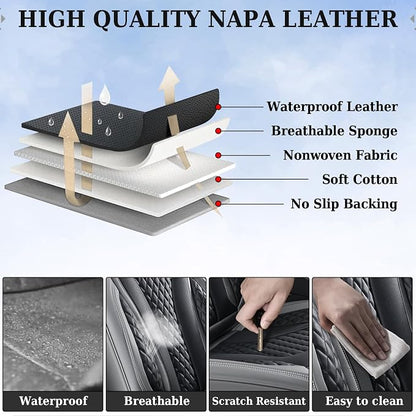 Coverado Car Seat Covers, Back Car Seat Cover, 3-Pieces Leather Seat Cover, Luxury Car Seat Cushion, Luxury Seat Cover Seat Protector Universal Most Cars Trucks SUV - Image 4