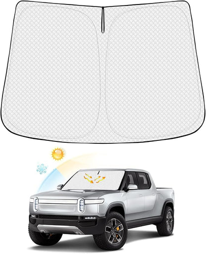 Canvcle Windshield Sun Shade for 2022-2025 2026 Rivian R1T/R1S Truck Accessories Thicken 6-Layer Front Window Sunshade Cover Sun Visor Protector Foldable Block UV Rays Keep Vehicle Cool by Canvcle