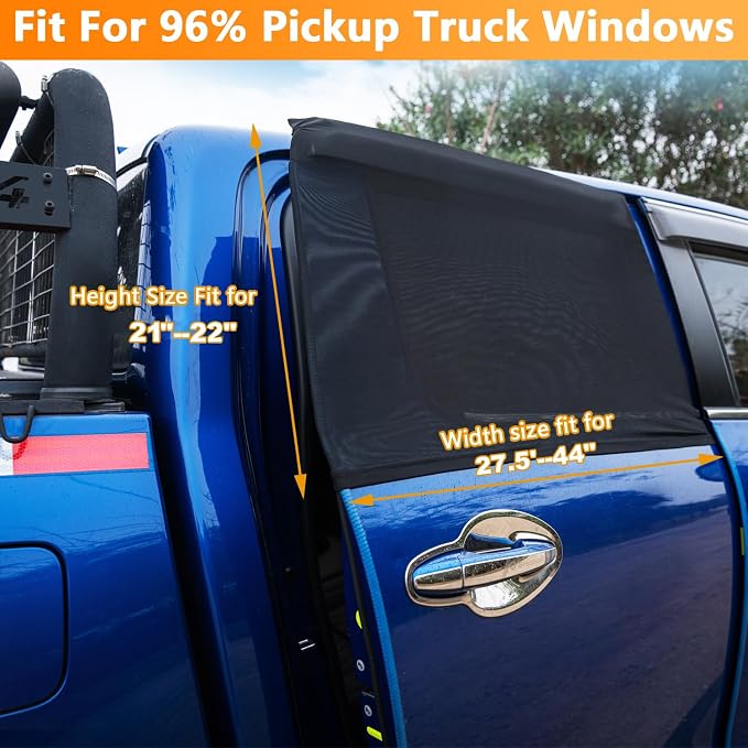 Car Rear Side Window Shades for Pickup Trucks,7 Seats Larger SUVs, Breathable Stretchy Mesh Car Sun Shades Covers for Camping, Anti-Sun Glare, Reduce UV Rays,Privacy Protecstion,2 Pack - Image 5