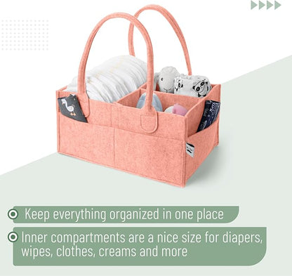 Mr. Pen- Baby Diaper Caddy Organizer, Coral | Nursery Storage Bin and Car Organizer for Diapers and Baby Wipes - Image 4