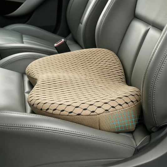 Livtribe Car Seat Cushion - Memory Foam Seat Pad for Sciatica & Lower Back Pain Relief - Driving Cushion with Breathable Mesh Cover - Road Trip Essentials for Drivers (3D Beige) by Livtribe