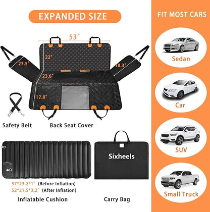 Car Back Seat Pet Cover for Dogs Back Seats Protector, Soft Inflatable Cushion Backseat Extender Comfortable Dog Hammock, Waterproof Dog Bed Rear Travel Accessories for Car,SUV,Truck - Image 6