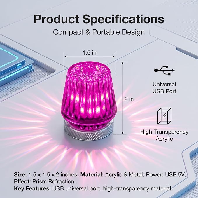 Mini USB LED Car Ambient Light, USB LED Car Interior Atmosphere Lamp, Universal for Vehicle, Bedroom, Hallway, Camping (Pink) - Image 2
