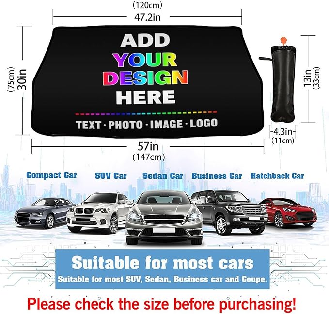 Custom Car Windshield Sun Shade Umbrella Personalized Car Shade Umbrella with Photo Text Design Foldable Sunshade - Image 2