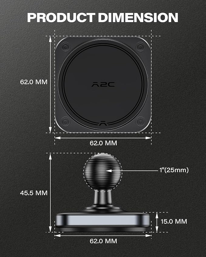 Heavy Duty Magnetic Phone Holder Base with 1" Ball for MagSafe iPhone 17-12 Series, Compatible with RAM mounts and Other B Size Ball Double Socket Arm - Image 5