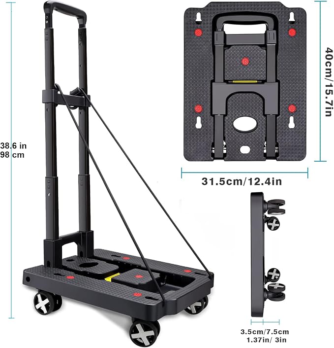 Car Seat Dolly for Airport, Black | CarSeat Roller Cart Wheels for Airplane,Car Seat Travel Cart Carrier with Straps,Foldable Luggage Trolley Hand Truck - Image 6
