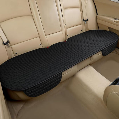 Black Linen Back Seat Cover, Rear Car Seat Cover for Cars Truck SUV | Cloth Seat Covers for Cars, Seat Covers with Storage Pocket, Bottom Auto Seat Cushion Pad Mat for Most Vehicles by XINGSILUC