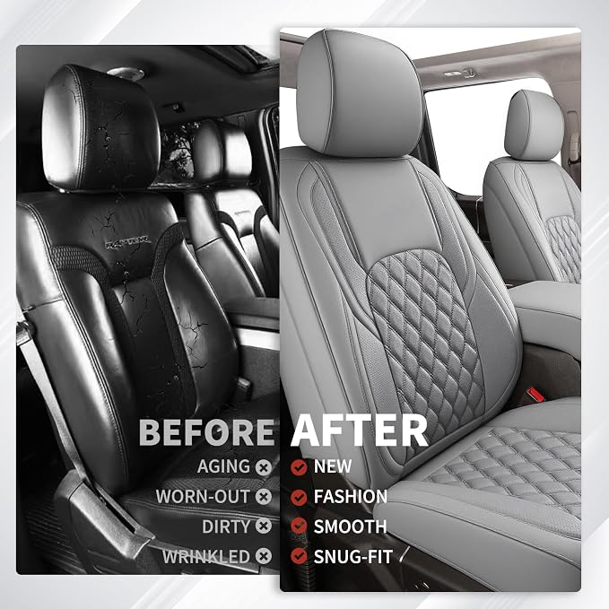 Huidasource Ford Gray Seat Covers, Car Seat Cushion Cover Fit for 2015-2026 Ford F150 SuperCrew & 2017-2026 F250 F350 F450 Super Duty Crew Cab XL XLT Lariat King Ranch Platinum (Full Set/Gray) - Image 8