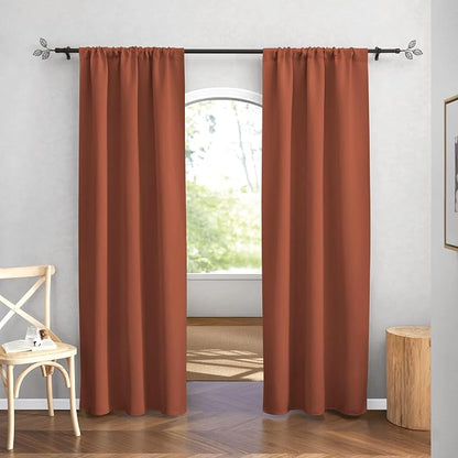 RYB HOME Blackout Curtains for Bedroom Living Dining Room 84 inches Long | Privacy Protection,Thermal Insulated,Sunlignt Heat Blocking,Drapes for Nursery Rental Room,W42 x L84,Burnt Orange,2 Panels - Image 2