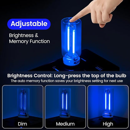 2 PCS Blue USB Interior Car Ambient Lights, Touch Control Adjustable Brightness Plug-in Retro Glass Bottle LED Night Lights for Car Bedroom Camping Party Holiday Decoration - Image 4