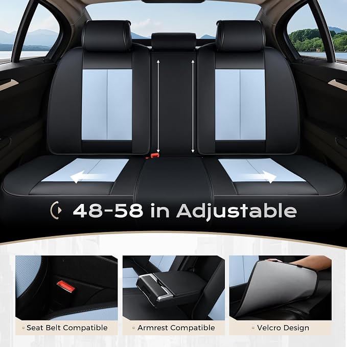 Coverado Car Seat Covers, Seat Covers for Cars, Waterproof Leather Auto Seat Protectors, Leather Car Seat Cushion, Car Interiors Accessories Universal Fit for Most Cars - Image 5