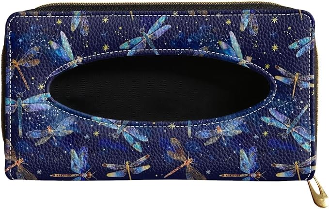 Biyejit 2 Pack Car Tissue Holder, Galaxy Dragonfly Visor Tissue Holder for Car PU Leather Tissue Box Holder for Car Sun Visor & Seat Back by Biyejit