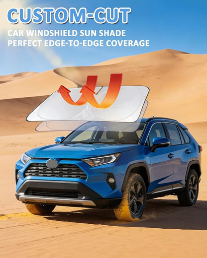 Windshield Sun Shade for 2014-2020 Nissan Rogue Sun Visor Protector | Sunshade Fit Rogue Accessories Foldable Upgrade Front Window Sun Visor Protector Blocks UV Rays Keep Your Car Cooler - Image 5