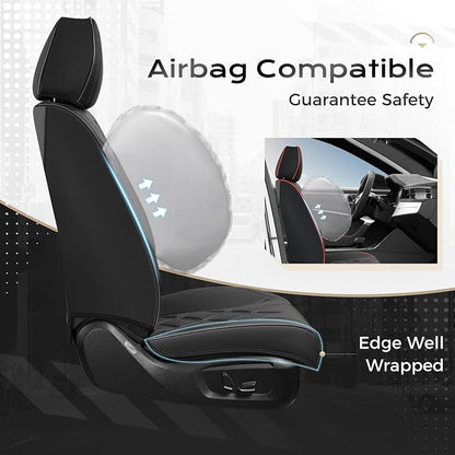 Coverado Car Seat Covers, Front Covers for Cars, Car Seat Cover Front Seats, Automotive Seat Cover, Waterproof, Leather Car Seat Cushion, Universal Interior Seat Protectors for Most Cars Black - Image 3