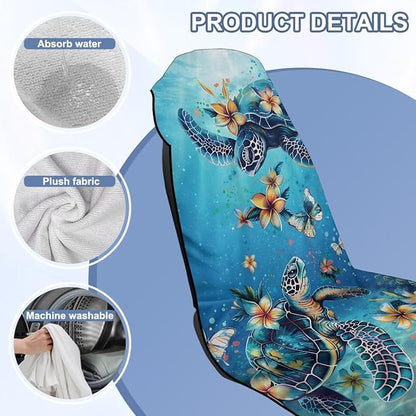 Car Towel Seat Cover 1 Piece Sea Turtle Car Seat Cover Protector Front Seats Breathable Comfortable Universal Fit for SUV Van Truck Sedan - Image 6