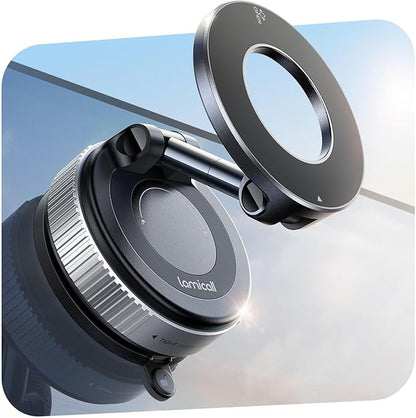 Lamicall for MagSafe Car Mount 70LBS Vacuum Suction Dashboard & Windshield | 20X Magnet Car Phone Holder 360° Foldable Magnetic Phone Holder for Your Car fit iPhone 17 16 15 14 Pro Max Gift Truck Silver - Image 9