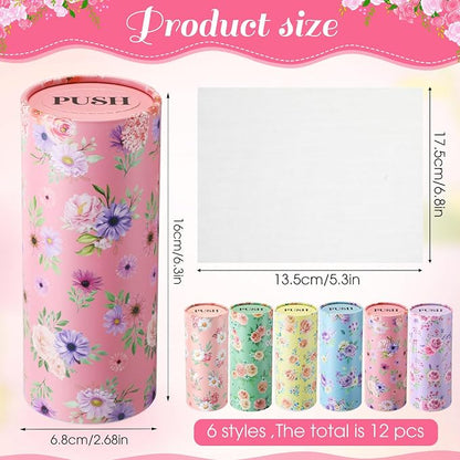 Outus 12 Pcs Spring Floral Car Tissues Cylinder Holder Flowers Round Tissue Box Cup Holder 3 Ply Facial Napkins Napkins Container for Car Home Office Dispenser Travel - Image 2