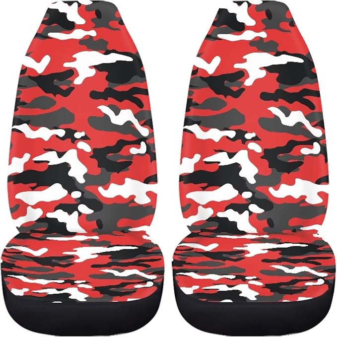 Red and Gray Camoflag Seat Covers for Cars Front Seat, Two Pack Front Seat Covers Car Seat Protectors for Women Men Automotive Interior Covers Universal fit SUV Truck Van Sedans - Image 3