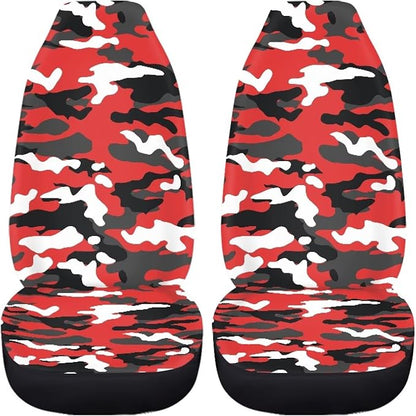 Red and Gray Camoflag Seat Covers for Cars Front Seat, Two Pack Front Seat Covers Car Seat Protectors for Women Men Automotive Interior Covers Universal fit SUV Truck Van Sedans - Image 3