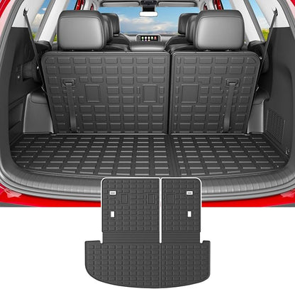 powoq Cargo Mat with Backrest Mat Compatible with 2020-2025 Kia Telluride | Trunk Mat with Backrest Mats TPE All Weather Protection , Durable Replacement for 2020-2025 Kia Telluride Accessories by powoq