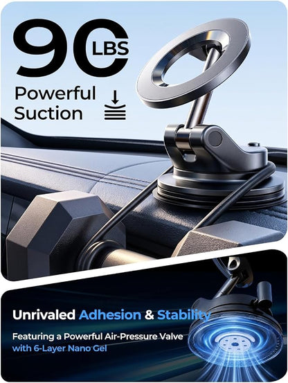 LISEN for MagSafe Car Mount [3800gf Strong Magnet & 90+LBS Suction] 360° Adjustable Vacuum Magnetic Phone Holders for Your Car, for iPhone 17 Pro Max 16 15 14 13 12 Plus Air for All Smartphones - Image 3