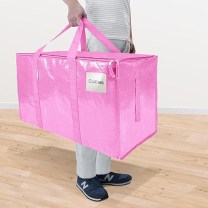 TICONN 8 Pack Extra Large Moving Bags Heavy Duty with Zippers & Carrying Handles, Durable Storage Bags Moving Boxes for Closet Organizers and Storage (8 Pack, Pink) - Image 2