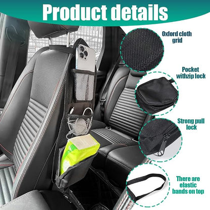 Car Seat Storage Hanging Bag, Car Seat Side Organizer, Multifunctional Cars Mesh Net Pocket, Multi-Pocket Seats Side Storage Interior Accessories Universal for Cars SUV Truck (Black, 1PCS) - Image 4