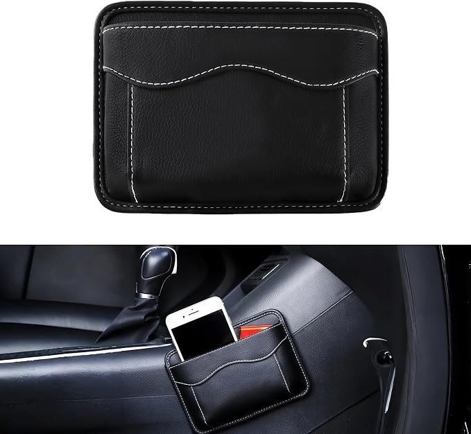 Car Seat Side Pocket Organizer, PU Leather Car Storage Bag Multifunctional Phone Wallet Key Card Holder Gap Filler Universal Pouch for Auto Door Seat Side Dash Interior Accessories (Black) by Unknown