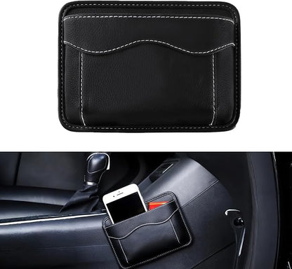 Car Seat Side Pocket Organizer, PU Leather Car Storage Bag Multifunctional Phone Wallet Key Card Holder Gap Filler Universal Pouch for Auto Door Seat Side Dash Interior Accessories (Black) by Unknown