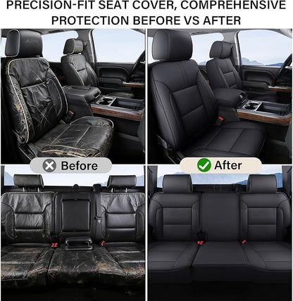 Coverado Chevy Silverado Seat Covers Full Set, Faux Leather Car Seat Covers Fit for 2014-2018 1500, 2015-2019 2500HD 3500HD Chevy Silverado GMC Sierra Crew Double Extended Cab (Black) - Image 4