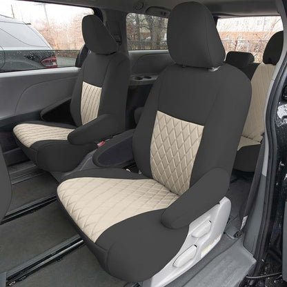 FH Group Custom Fit Car Seat Covers Specifically Made for 2011-2020 Toyota Sienna 7 Seater with Ultraflex Neoprene Water Resistant Automotive Seat Covers - 2nd Row Beige - Image 2