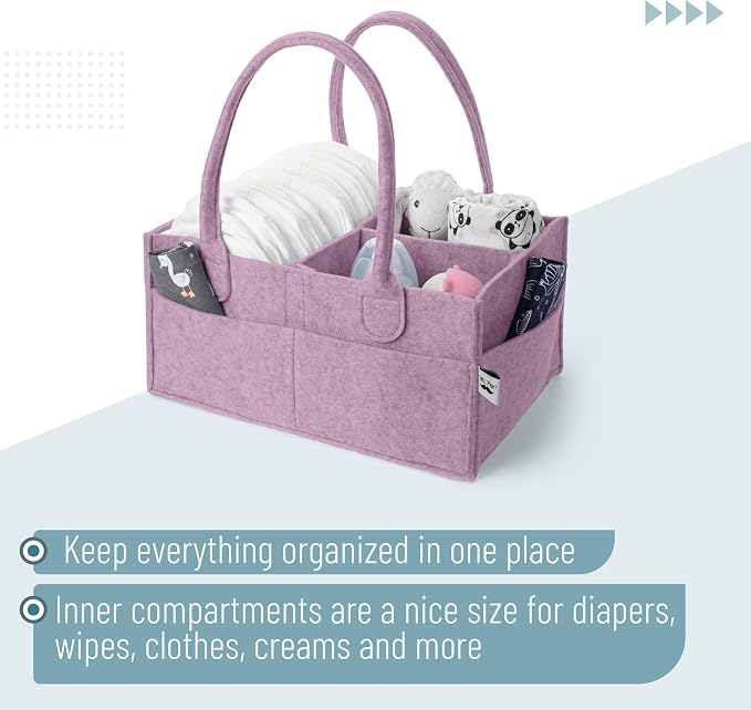 Mr. Pen- Baby Diaper Caddy Organizer, Orchid Mist | Nursery Storage Bin and Car Organizer for Diapers and Baby Wipes - Image 4