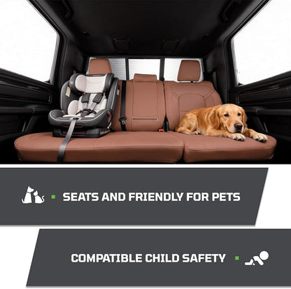 Car Seat Covers Custom Fit for Dodge 2019-2026 Ram 1500 Crew Cab,Brown | Custom Fit Faux Leather Full Set, Compatible with 5th Gen Ram 1500 Big Horn/Lone Star/Rebel/Sport, Waterproof, Easy to Clean - Image 5