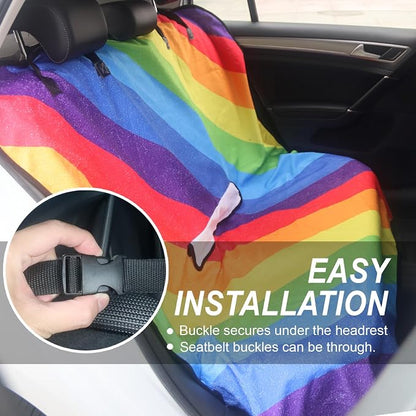 Sweat Towel Car Seat Cover Protector Front Seats for Gym Workout, Running, Swimming, Beach and Hiking, Waterproof Universal Seat Cover for Car, Trucks, Van & SUV (1, Rainbow, Rear Seat) - Image 5