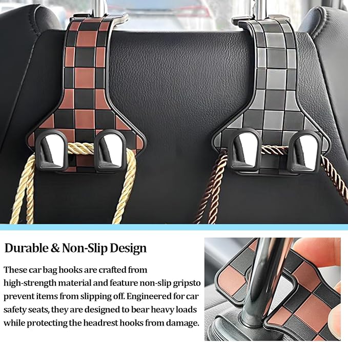 HZEL Car Seat Headrest Hooks, 2PCS Vehicle Seat Back Headrest Hanger Organizer for Handbag Purse Coat, Multifunctional Auto Interior Storage Hook, Universal for SUV RV Truck (Red) - Image 6