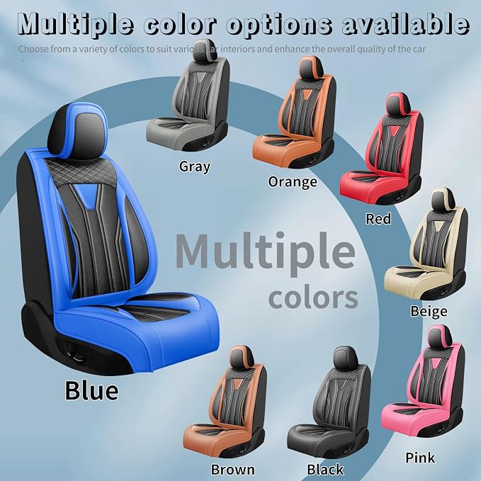 Fit bZ4X Premium Leather Car Seat Covers for Toyota bZ4X 2023-2025 2026 - Waterproof，Breathable，All-Weather Seat Cushion Protecto & Airbag Compatible, Full Set Blue&Black - Image 5