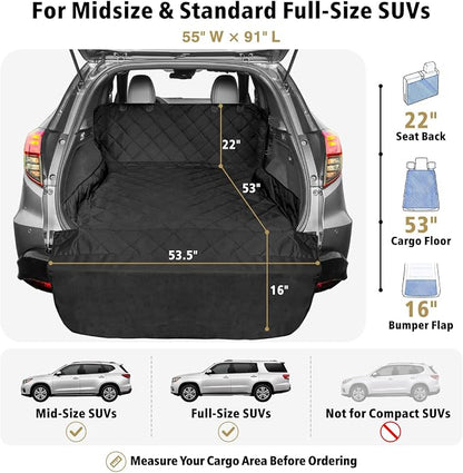 F-color SUV Cargo Liner for Dogs - Trunk Cover with Bumper Flap Protector | Water Resistant Pet Cargo Cover with Non-Slip Mat, Dog Car Seat Cover Prevents Scratches Pet Hair Mud Dirt for Midsize SUVs - Image 2