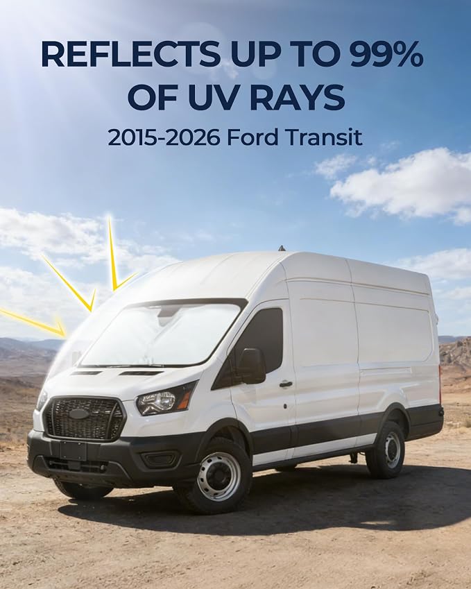 for Ford Transit 2015-2026 Windshield & Front Side Window Sun Shade | Privacy Sun Shade Set for Front Windshield Side and Rear Windows, Full Window Covers Keeps Vehicle Cool for Camping Napping - Image 6